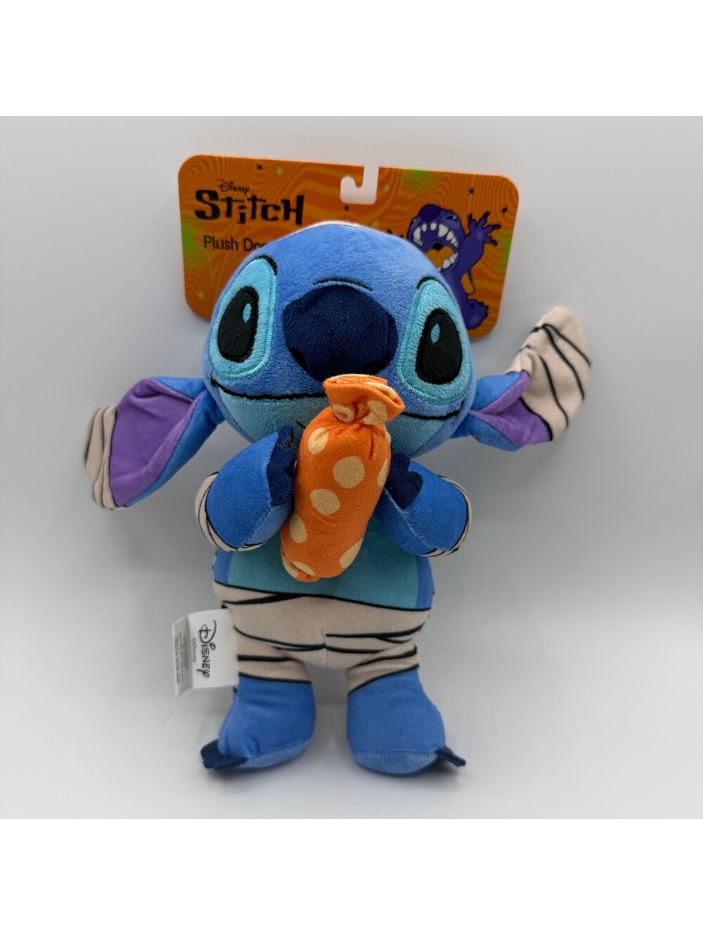 Disney Lilo & Stitch Halloween Mummy Plush Doll Blue Soft Toy Orange Candy Sack